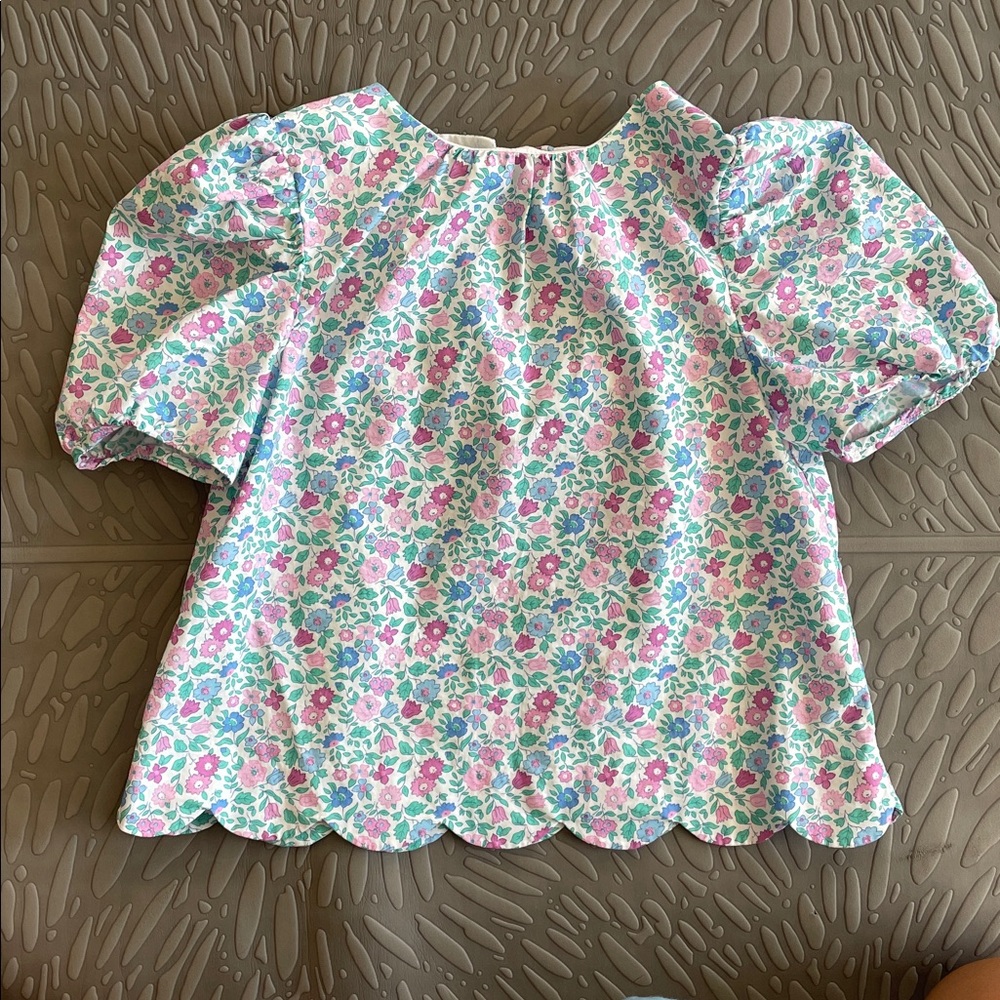 Jacadi Pink and Green Floral Blouse